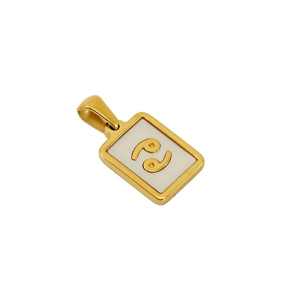 Necklace Titanium Steel Square White Shell Constellation Electroplated Pendant For Women