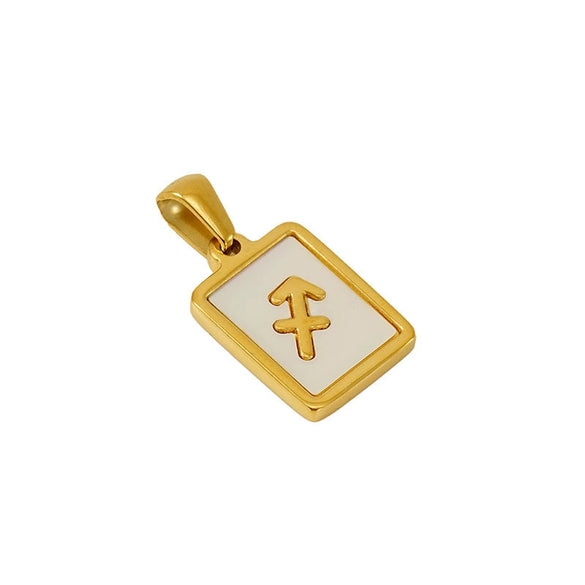 Necklace Titanium Steel Square White Shell Constellation Electroplated Pendant For Women