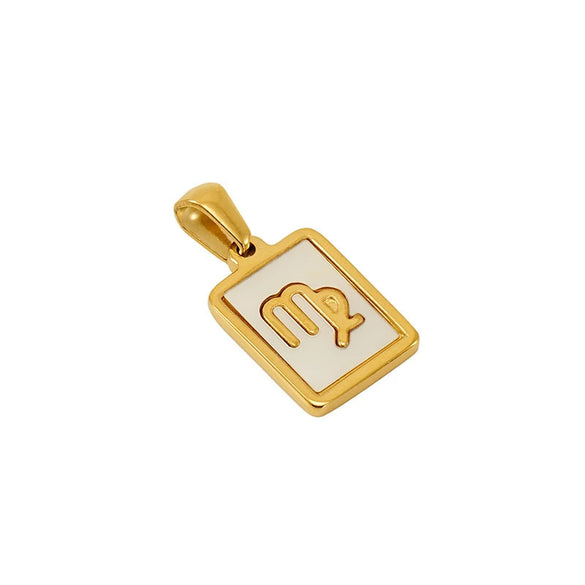 Necklace Titanium Steel Square White Shell Constellation Electroplated Pendant For Women