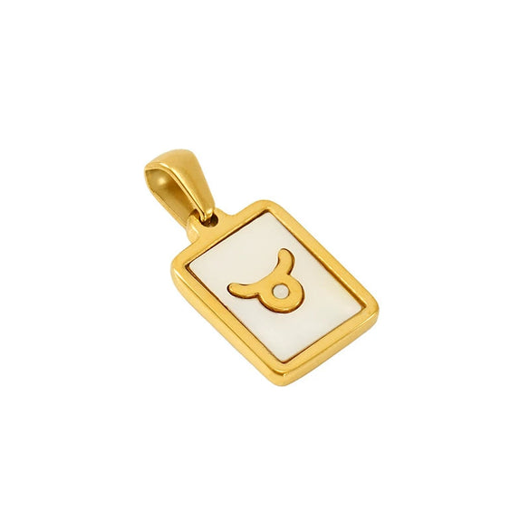Necklace Titanium Steel Square White Shell Constellation Electroplated Pendant For Women