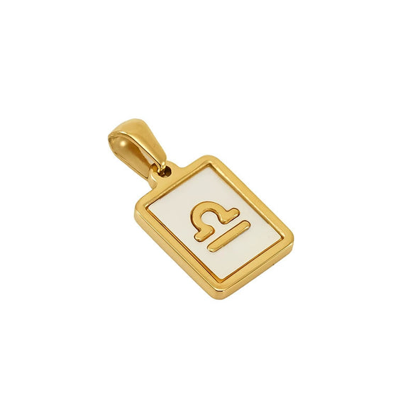 Necklace Titanium Steel Square White Shell Constellation Electroplated Pendant For Women