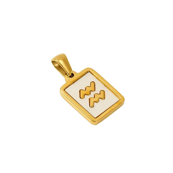 Necklace Titanium Steel Square White Shell Constellation Electroplated Pendant For Women