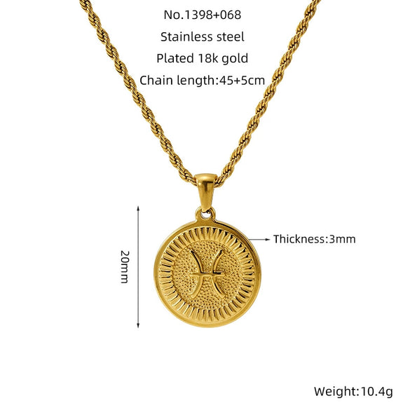 Necklace Titanium Steel Stainless Steel Constellation Electroplated 18K Gold Fashion Trend Unisex