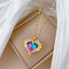 Necklace Titanium Steel Stainless Steel Copper Geometric Love Full Diamond Exaggerated Colorful Light Luxury Temperament Gorgeous Unisex Allmatch Clavicle Chain