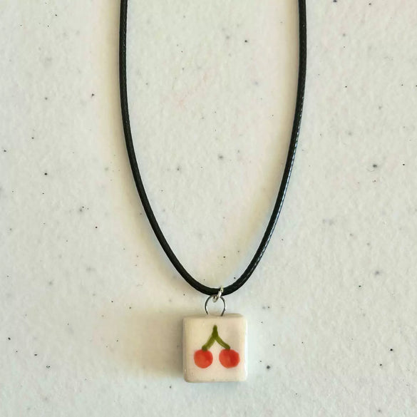 Necklace Titanium Steel Stainless Steel Floral Apple Cherry Rainbow Pattern Electroplating Minimalist