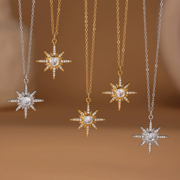 Necklace 316L Stainless Steel 316L Stainless Steel Geometric Eightpointed Star Electroplated Light Luxury Style Women's Jewelry