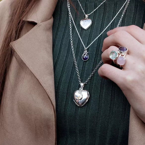 Necklace Titanium Steel Stainless Steel Heart Shape Electroplating Star Moon Pattern Simple Fashion