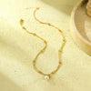 Necklace Titanium Steel Stainless Steel 18K Gold Electroplating Double Chain Pearl Fashion Simple Versatile