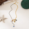 Necklace Titanium Steel Star Moon Pearl Stitching Electroplating Unisex