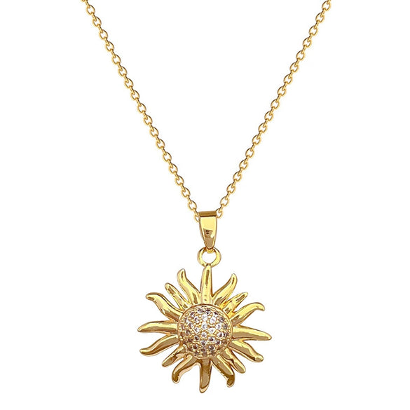 Necklace Titanium Steel Sunflower Geometric Copper Stainless Steel