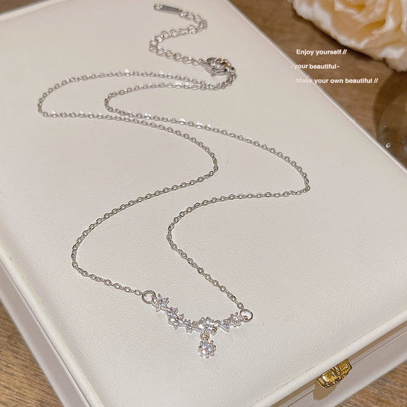 Necklace Titanium Steel Sweet Girly Heart Starry Zircon Tassel Pendant Animal Zodiac Non Fading Clavicle Chain Mixed Gemstone Setting Zirconia