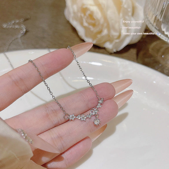 Necklace Titanium Steel Sweet Girly Heart Starry Zircon Tassel Pendant Animal Zodiac Non Fading Clavicle Chain Mixed Gemstone Setting Zirconia