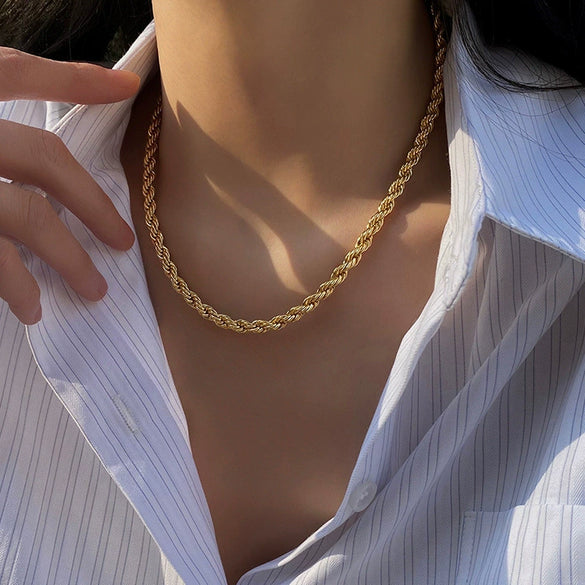 Necklace Titanium Steel Twist Chain Ushaped Allmatch