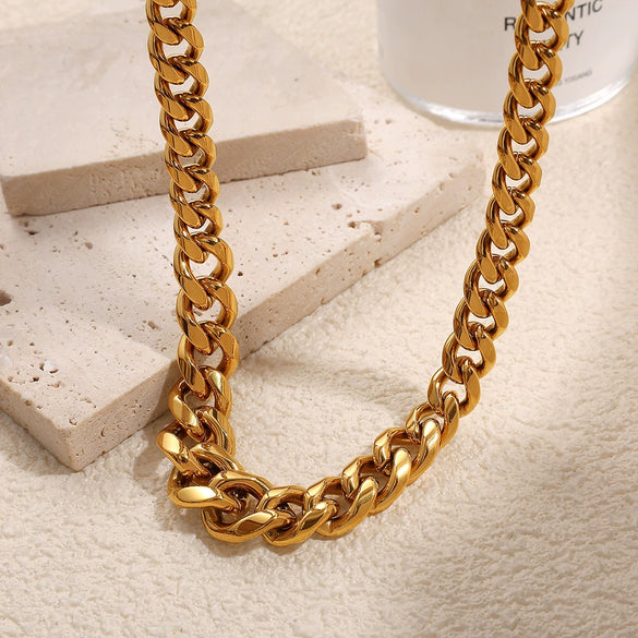 Necklace 316L Stainless Steel Twisted Miami Cuban Chain Electroplated Hip Hop Style
