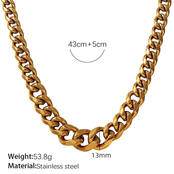 Necklace 316L Stainless Steel Twisted Miami Cuban Chain Electroplated Hip Hop Style