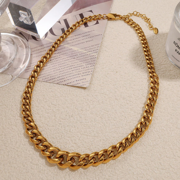 Necklace 316L Stainless Steel Twisted Miami Cuban Chain Electroplated Hip Hop Style