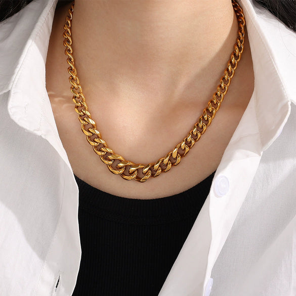 Necklace 316L Stainless Steel Twisted Miami Cuban Chain Electroplated Hip Hop Style