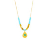 Necklace Titanium Steel Water Drop Pendant Faceted Beaded Retro Blue Eye Geometric Electroplated For Women