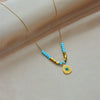 Necklace Titanium Steel Water Drop Pendant Faceted Beaded Retro Blue Eye Geometric Electroplated For Women