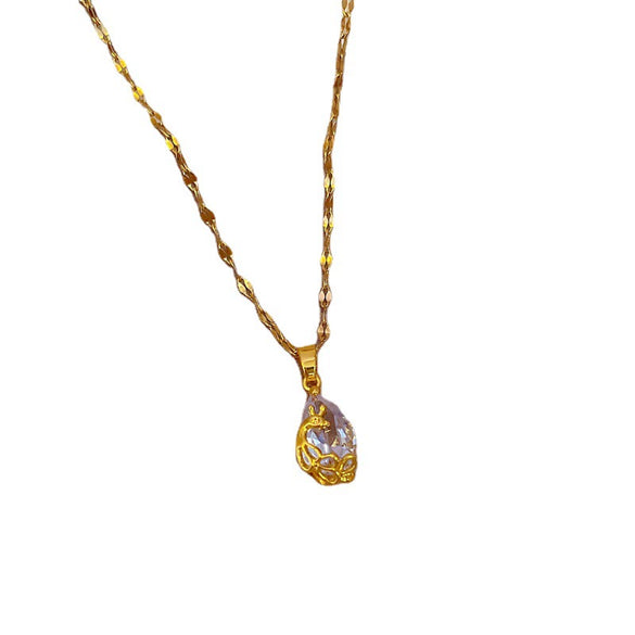 Necklace Titanium Steel Water Drop Phoenix Geometric Diamond Zircon Cartoon Light Luxury Design