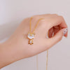 Necklace Titanium Steel Women's Cat's Eye Little Tiger Pendant Copper Electroplating With Letters Numbers Text Pattern