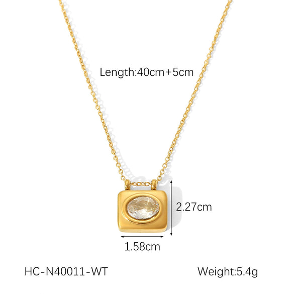 Necklace Titanium Steel Zircon Geometric Style