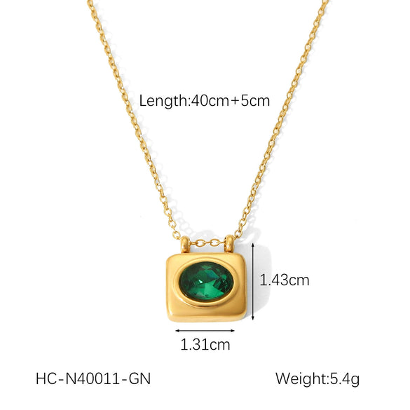 Necklace Titanium Steel Zircon Geometric Style