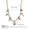 Necklace 316L Stainless Steel Zircon Natural Pearl Drop Shape Electroplating French Retro Minimalist Women's O Word Chain