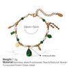 Necklace 316L Stainless Steel Zircon Natural Pearl Drop Shape Electroplating French Retro Minimalist Women's O Word Chain