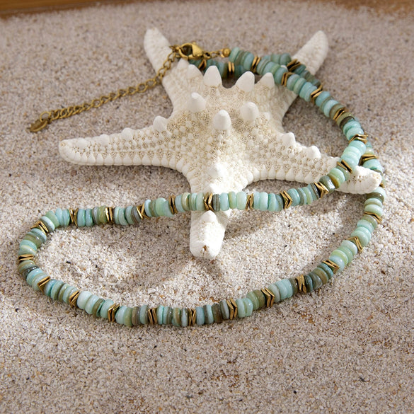 Necklace Turquoise Titanium Steel Electroplated 18K Gold Women's Jewelry