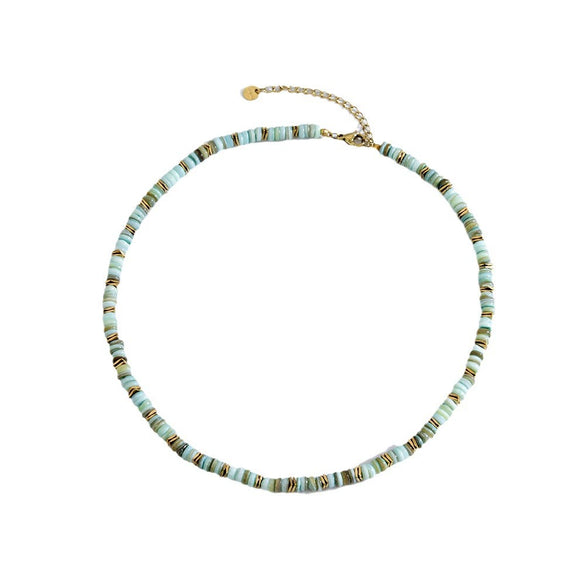 Necklace Turquoise Titanium Steel Electroplated 18K Gold Women's Jewelry