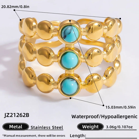 Necklace Turquoise Titanium Steel Electroplated 18K Gold Women's Jewelry