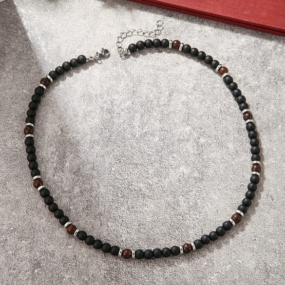 Necklace Turquoise Wood Chips Pine Stones Geometric Handmade