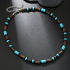 Necklace Turquoise Wood Chips Pine Stones Geometric Handmade