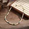 Necklace Turquoise Wood Chips Pine Stones Geometric Handmade