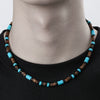 Necklace Turquoise Wood Chips Pine Stones Geometric Handmade