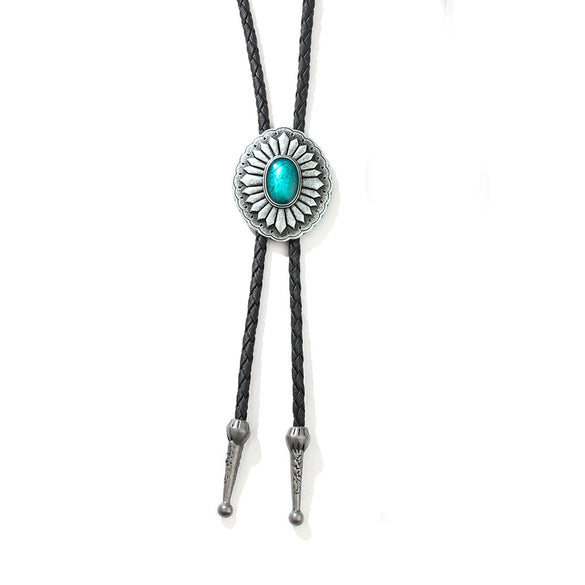 Necklace Vintage Retro Style Metal Alloy And Artificial Leather With Petal Painted Oil Drop Shape And Plaid Pattern