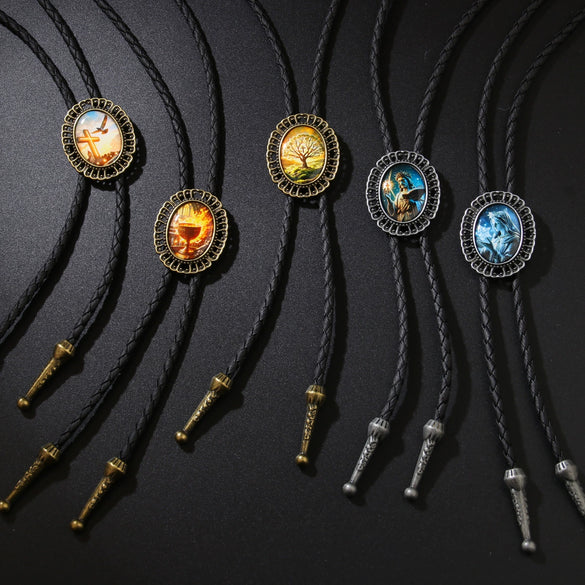 Necklace Vintage Retro Style Metal Alloy Plaid Geometric Leather Stone