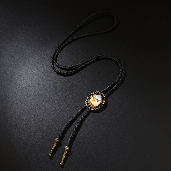 Necklace Vintage Retro Style Metal Alloy Plaid Geometric Leather Stone