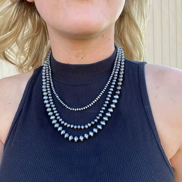 Necklace Western Denim Style Imitation Pearl Beaded Ccb Stainless Steel Geometric Handmade