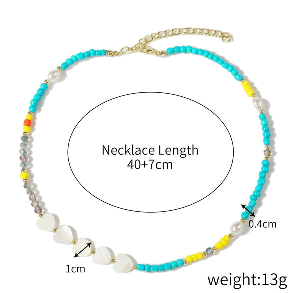 Necklace Women's Beaded Sweet Style With Flower Pattern Mixed Gem Inlay Electroplating Ball Chain