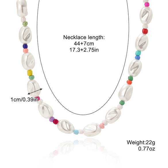 Necklace Women's Beaded Sweet Style With Flower Pattern Mixed Gem Inlay Electroplating Ball Chain
