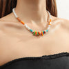 Necklace Women's Beaded Sweet Style With Flower Pattern Mixed Gem Inlay Electroplating Ball Chain