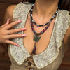 Necklace Women's Beaded Wooden Alloy Leaves Pattern Electroplating Vintage Style
