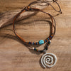 Necklace Women's Beaded Wooden Alloy Leaves Pattern Electroplating Vintage Style