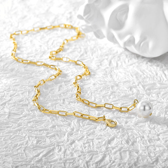 Necklace Women's Pearl Simple Design Copper Regular Chain Style Accessories