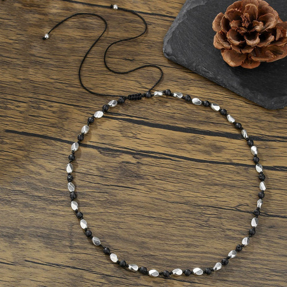 Necklace Wood Chip Coconut Shell Bohemian Geometric Handmade Stainless Steel