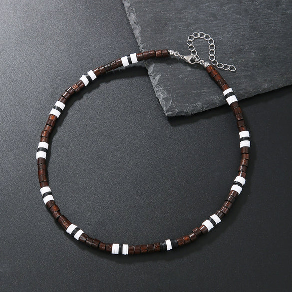 Necklace Wood Soft Pottery Geometric Handmade For Men