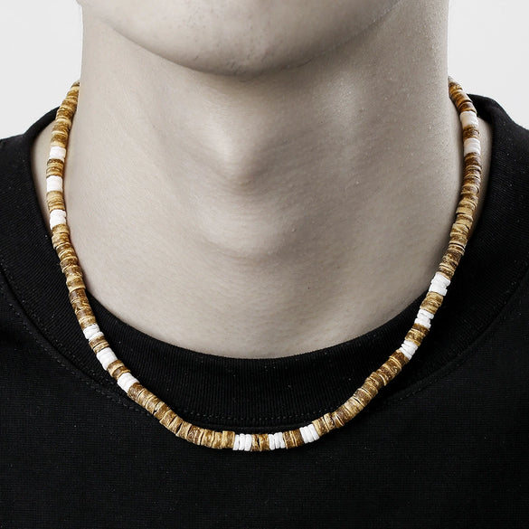 Necklace Wood Soft Pottery Geometric Handmade For Men