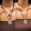 Necklace Wooden Chip Leather Wax Wire Alloy Geometric Handmade